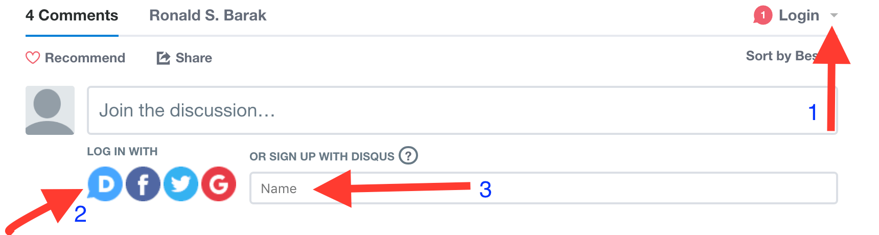 creating an account with Disqus